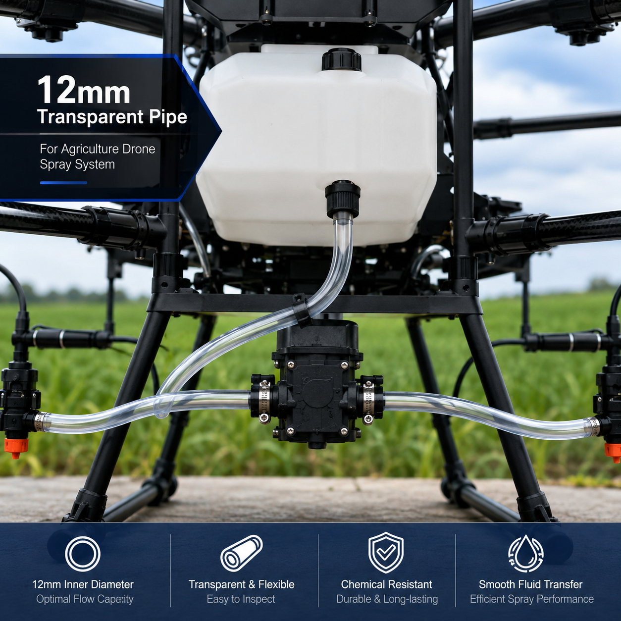 12mm Transparent PU Water Pipe for Agriculture Drone Spray System